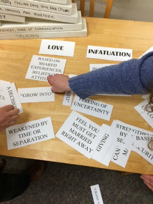 Sorting cards by Love vs. Infatuation