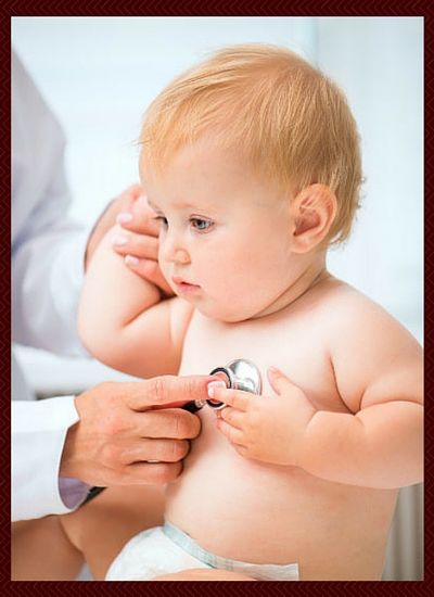 Baby with doctor's stethoscope