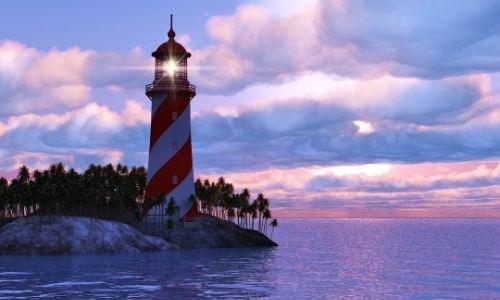 A lighthouse lets you know where you are, so you can regain your bearings.