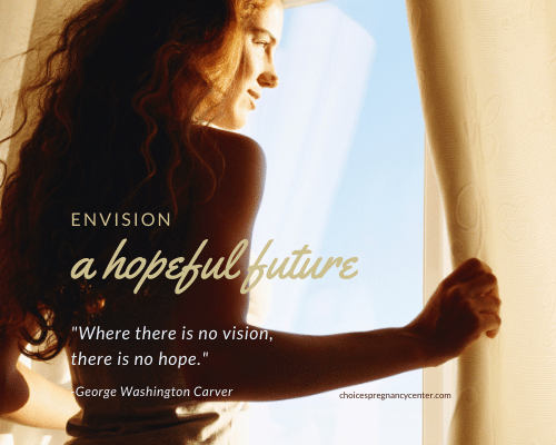 woman at window infographic quote envision hopeful future