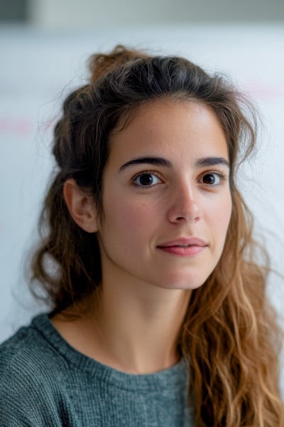 serious dark eyed young woman with wavy hair