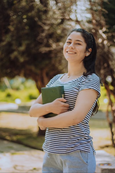 Hopeful female student returns to school