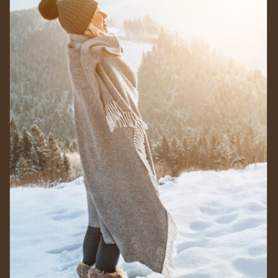 Woman Dressed Warm Enjoying Winter